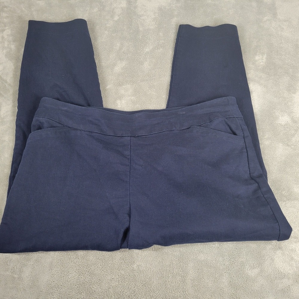 Croft & Barrow Effortless Pants Womens 16W Short Blue Straight Pull On Elastic